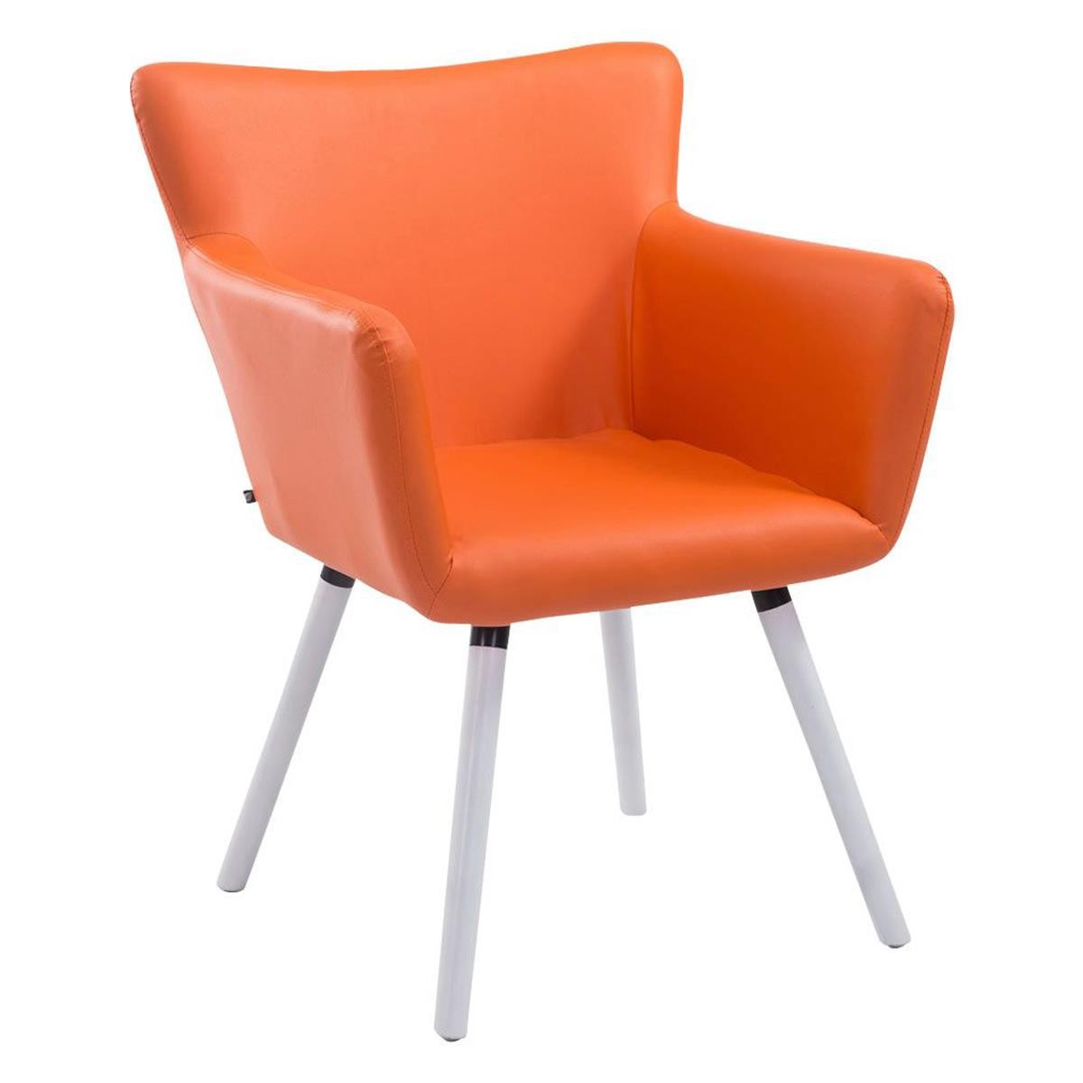 Silla de Confidente NIAGARA, Patas Blancas, en Piel color Blanco