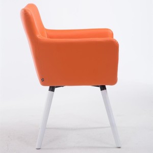 Silla de Confidente NIAGARA, Patas Blancas, Piel Blanca