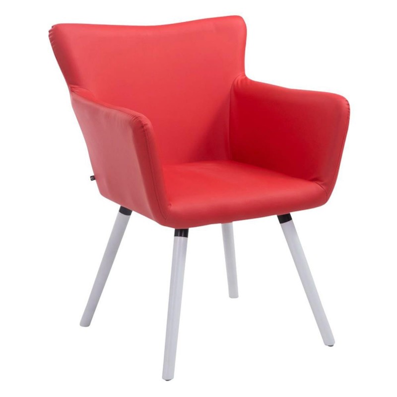 Silla de Confidente NIAGARA, Patas Blancas, Piel Blanca