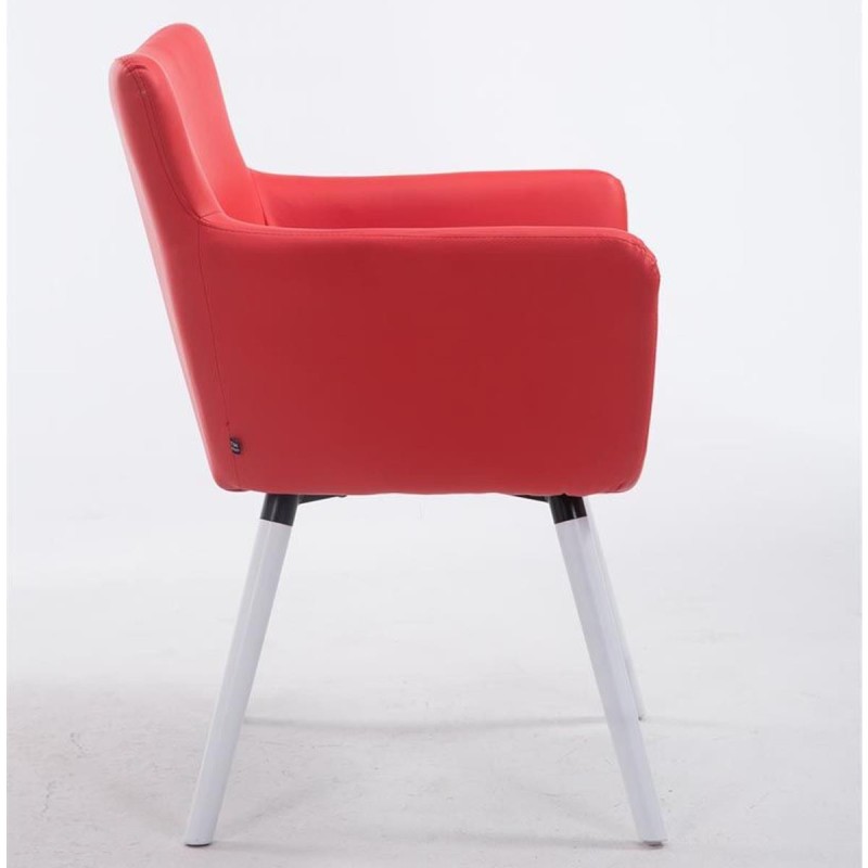Silla de Confidente NIAGARA, Patas Blancas, Piel Blanca