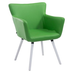 Silla de Confidente NIAGARA, Patas Blancas, Piel Blanca