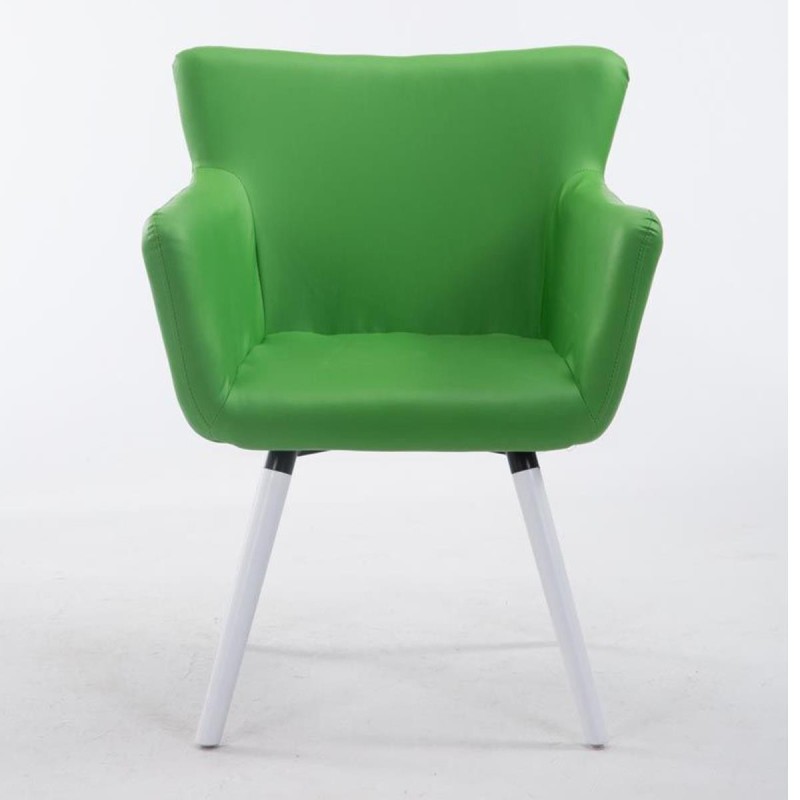 Silla de Confidente NIAGARA, Patas Blancas, Piel Blanca
