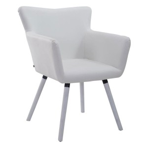 Silla de Confidente NIAGARA, Patas Blancas, Piel Blanca