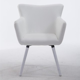 Silla de Confidente NIAGARA, Patas Blancas, Piel Blanca 2