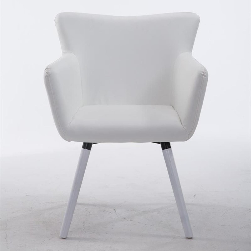 Silla de Confidente NIAGARA, Patas Blancas, Piel Blanca