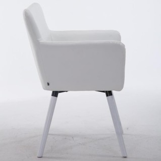 Silla de Confidente NIAGARA, Patas Blancas, Piel Blanca 2