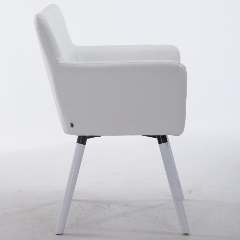 Silla de Confidente NIAGARA, Patas Blancas, Piel Blanca