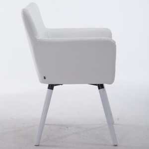 Silla de Confidente NIAGARA, Patas Blancas, Piel Blanca