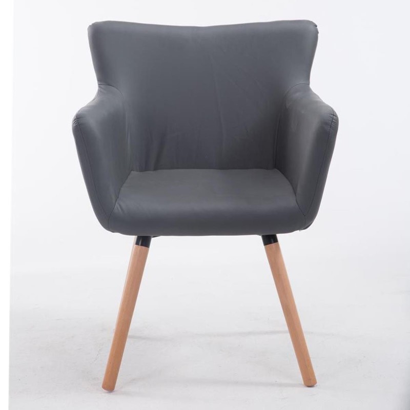 Silla de Confidente NIAGARA, Patas Claras, Piel Blanca