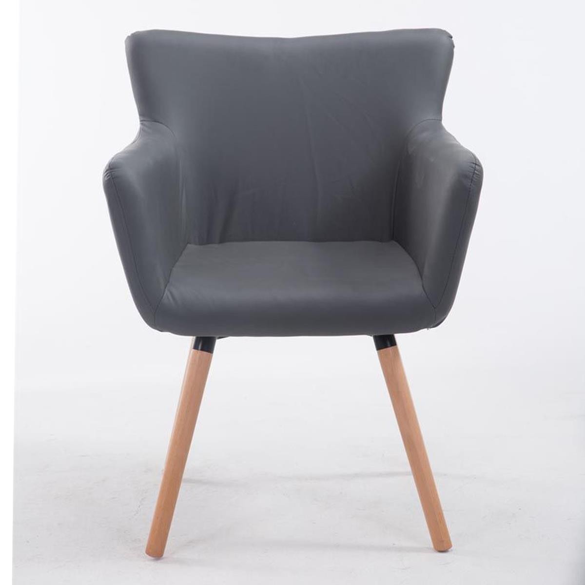 Silla de Confidente NIAGARA, Patas Claras, en Piel color Blanco
