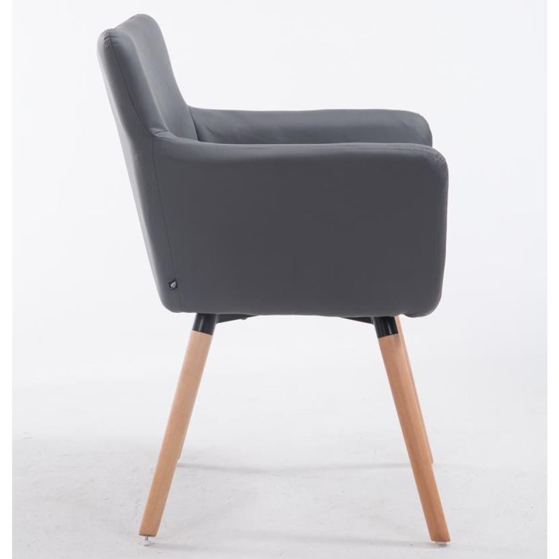Silla de Confidente NIAGARA, Patas Claras, Piel Blanca