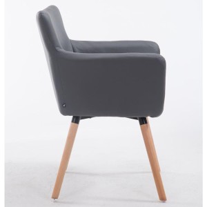 Silla de Confidente NIAGARA, Patas Claras, Piel Blanca