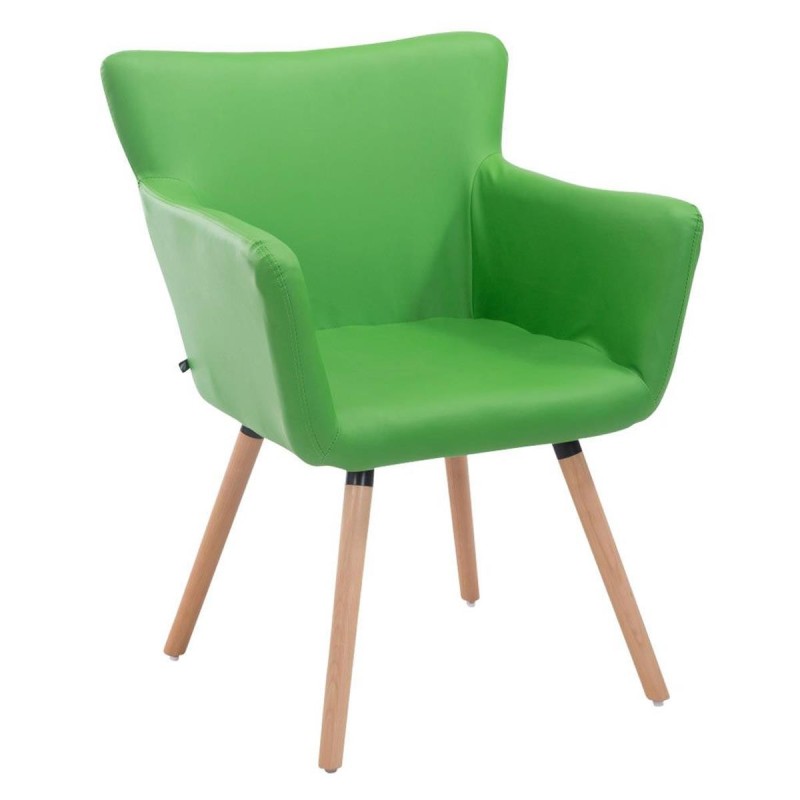 Silla de Confidente NIAGARA, Patas Claras, Piel Blanca