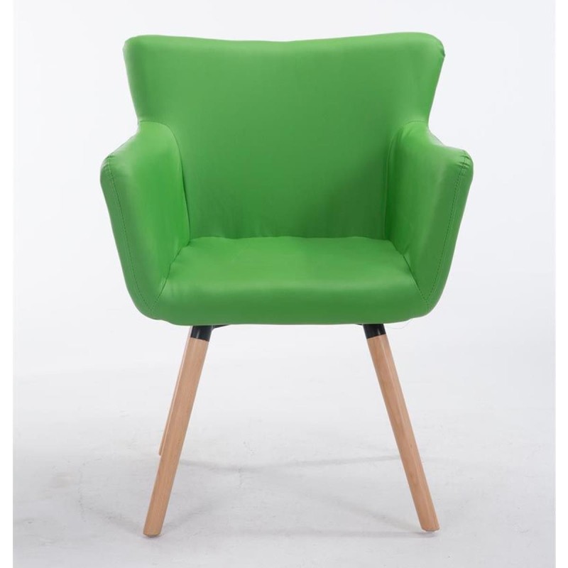 Silla de Confidente NIAGARA, Patas Claras, Piel Blanca