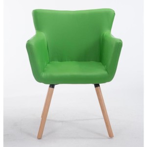 Silla de Confidente NIAGARA, Patas Claras, Piel Blanca