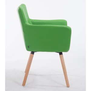 Silla de Confidente NIAGARA, Patas Claras, Piel Blanca
