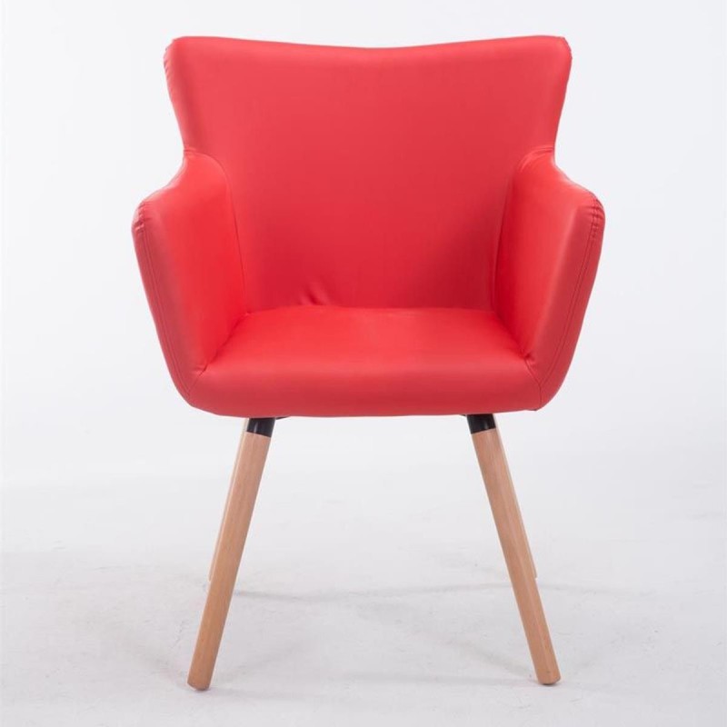 Silla de Confidente NIAGARA, Patas Claras, Piel Blanca