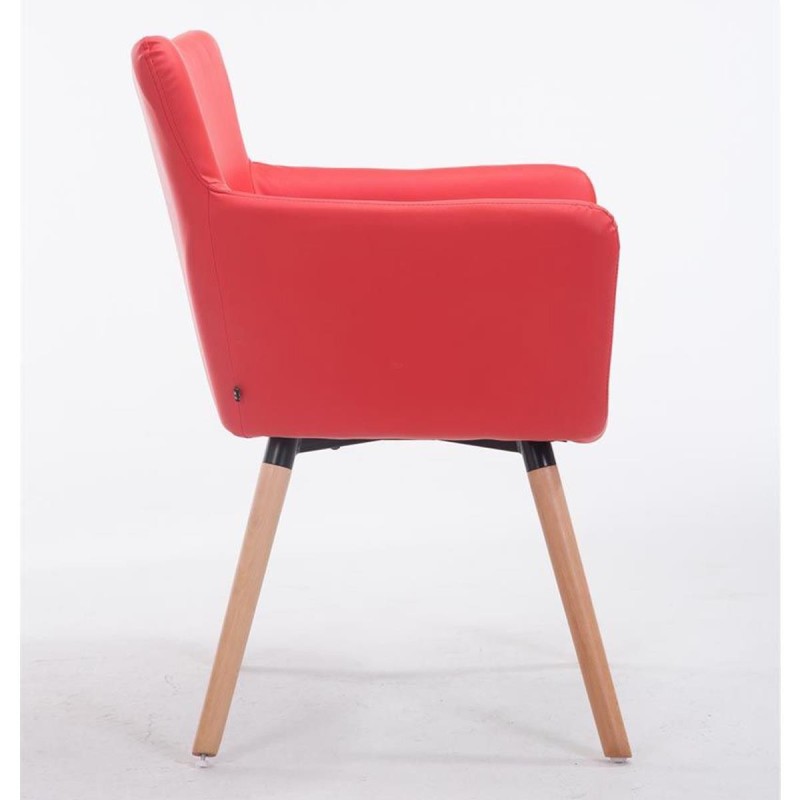 Silla de Confidente NIAGARA, Patas Claras, Piel Blanca