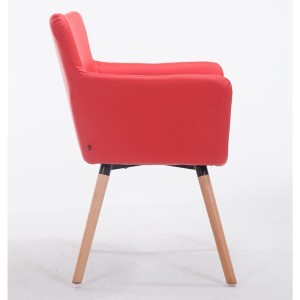 Silla de Confidente NIAGARA, Patas Claras, Piel Blanca