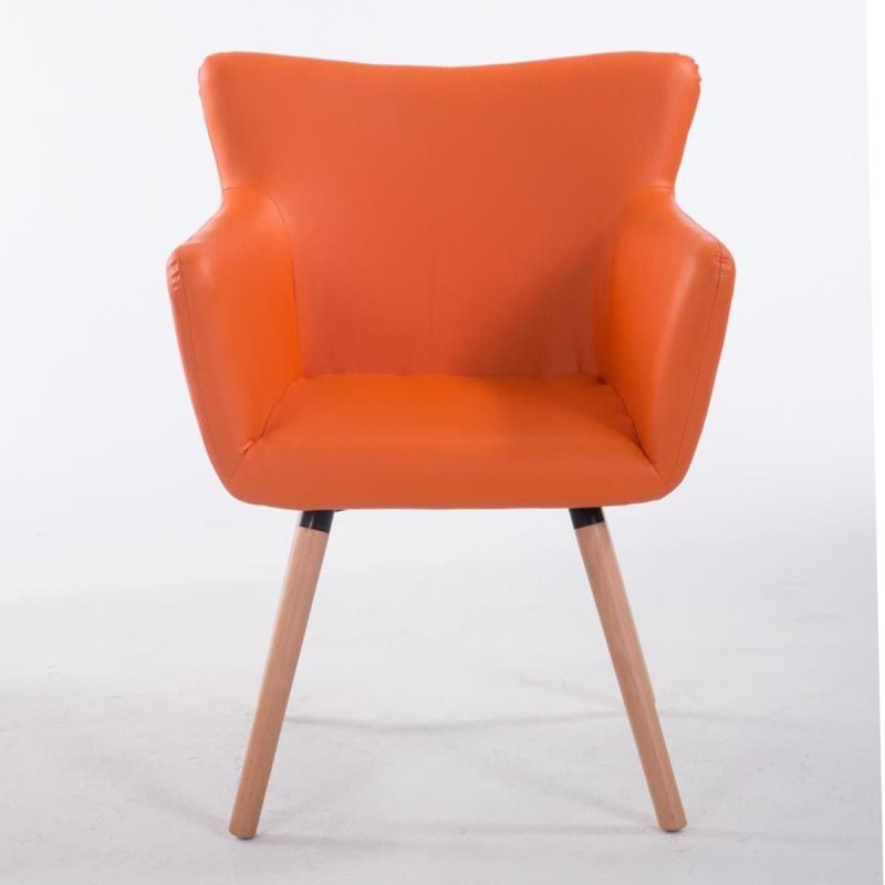 Silla de Confidente NIAGARA, Patas Claras, Piel Blanca