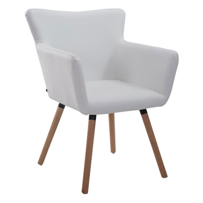 Silla de Confidente NIAGARA, Patas Claras, Piel Blanca