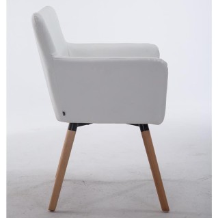 Silla de Confidente NIAGARA, Patas Claras, Piel Blanca 2