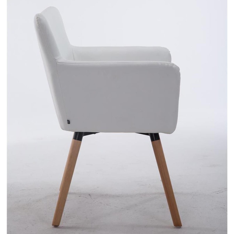 Silla de Confidente NIAGARA, Patas Claras, Piel Blanca