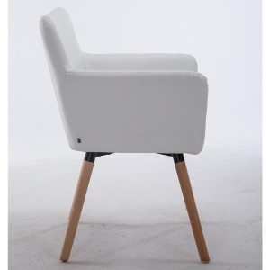 Silla de Confidente NIAGARA, Patas Claras, Piel Blanca