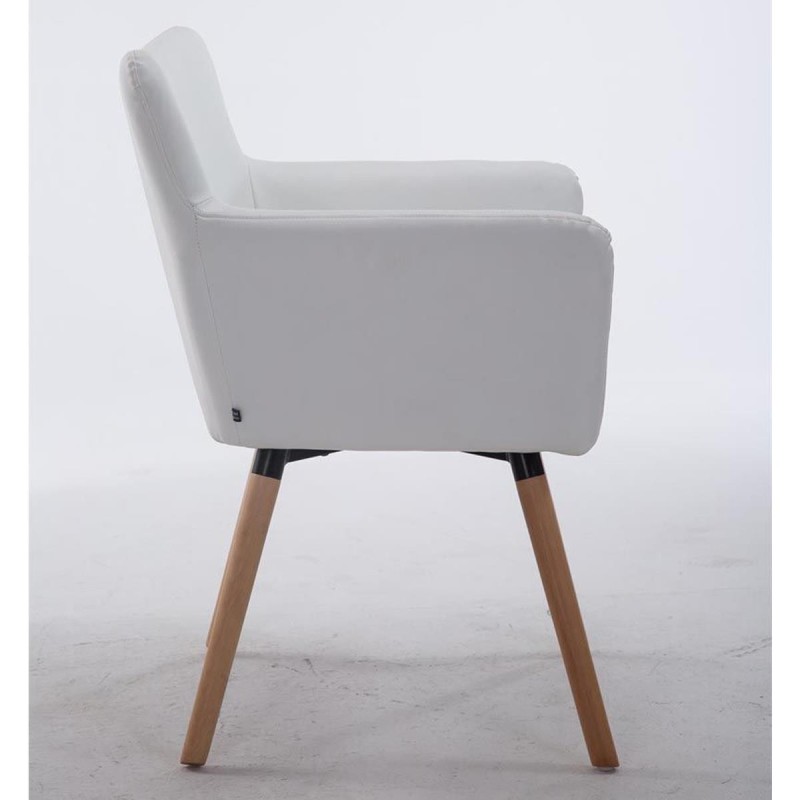 Silla de Confidente NIAGARA, Patas Claras, Piel Blanca