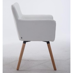 Silla de Confidente NIAGARA, Patas Claras, Piel Blanca