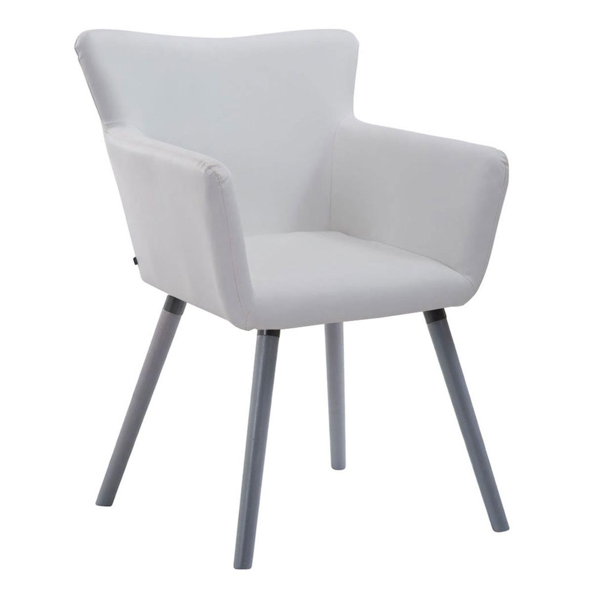 Silla de Confidente NIAGARA, Patas Grises, en Piel color Blanco