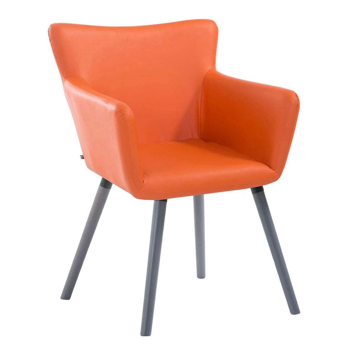 Silla de Confidente NIAGARA, Patas Grises, en Piel color Blanco