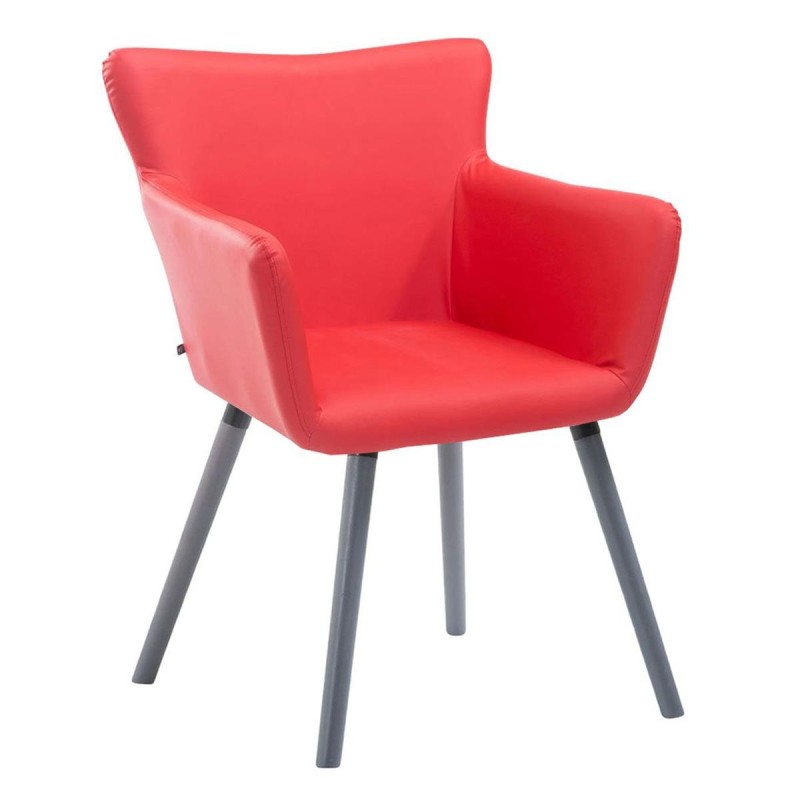 Silla de Confidente NIAGARA, Patas Grises, Piel Blanca