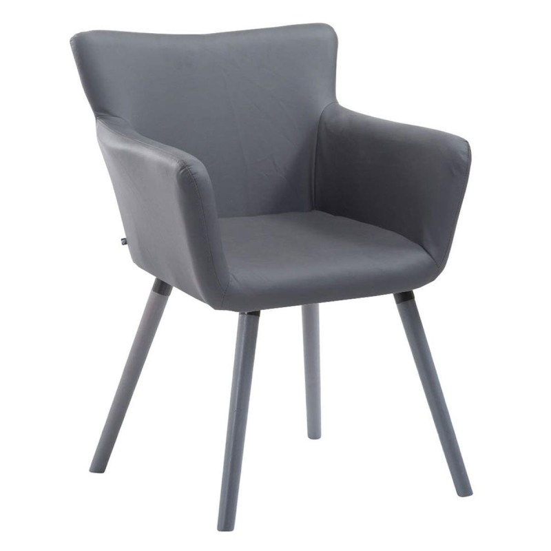 Silla de Confidente NIAGARA, Patas Grises, Piel Blanca