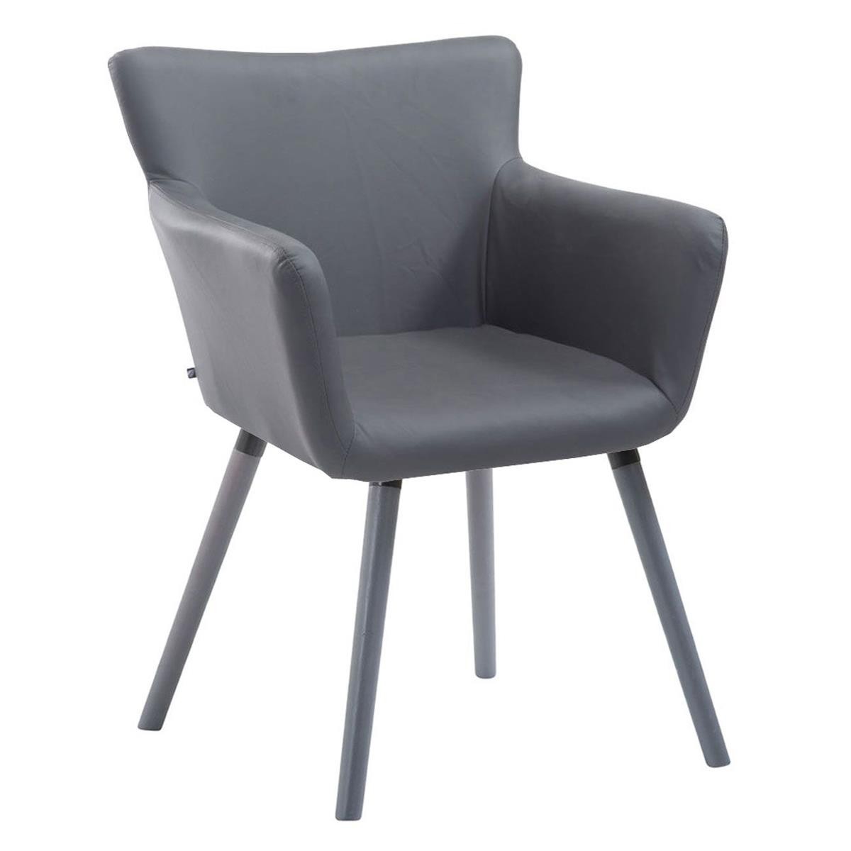 Silla de Confidente NIAGARA, Patas Grises, en Piel color Blanco