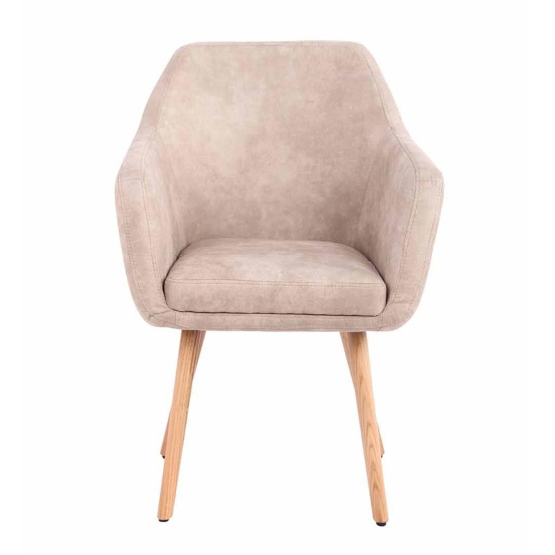 Silla de Confidente ALBERT, Madera Haya y Piel Marrón Camel