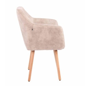 Silla de Confidente ALBERT, Madera Haya y Piel Marrón Camel