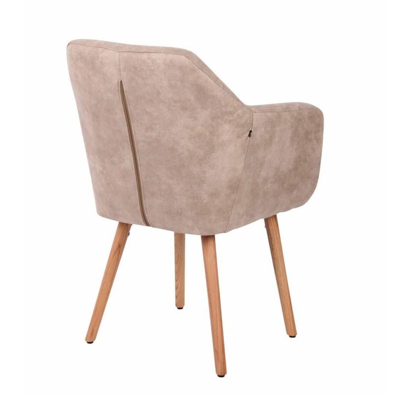 Silla de Confidente ALBERT, Madera Haya y Piel Marrón Camel
