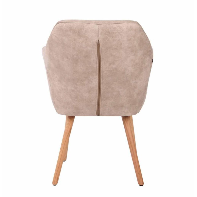 Silla de Confidente ALBERT, Madera Haya y Piel Marrón Camel