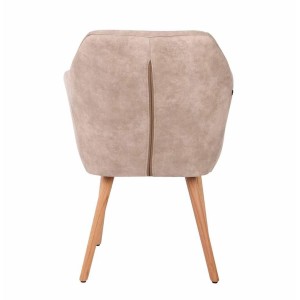 Silla de Confidente ALBERT, Madera Haya y Piel Marrón Camel