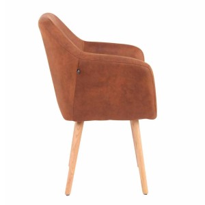Silla de Confidente ALBERT, Madera Haya y Piel Marrón Camel