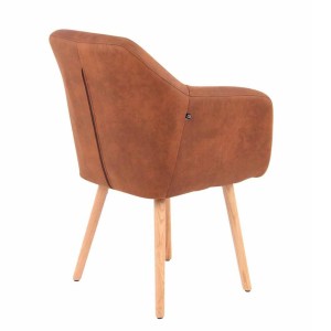 Silla de Confidente ALBERT, Madera Haya y Piel Marrón Camel
