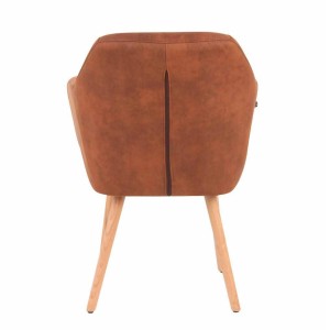 Silla de Confidente ALBERT, Madera Haya y Piel Marrón Camel