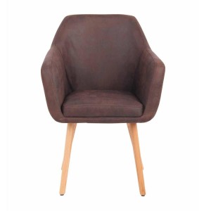 Silla de Confidente ALBERT, Madera Haya y Piel Marrón Camel