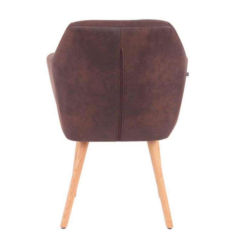 Silla de Confidente ALBERT, Madera Haya y Piel Marrón Camel