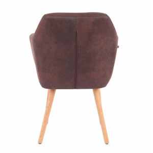 Silla de Confidente ALBERT, Madera Haya y Piel Marrón Camel