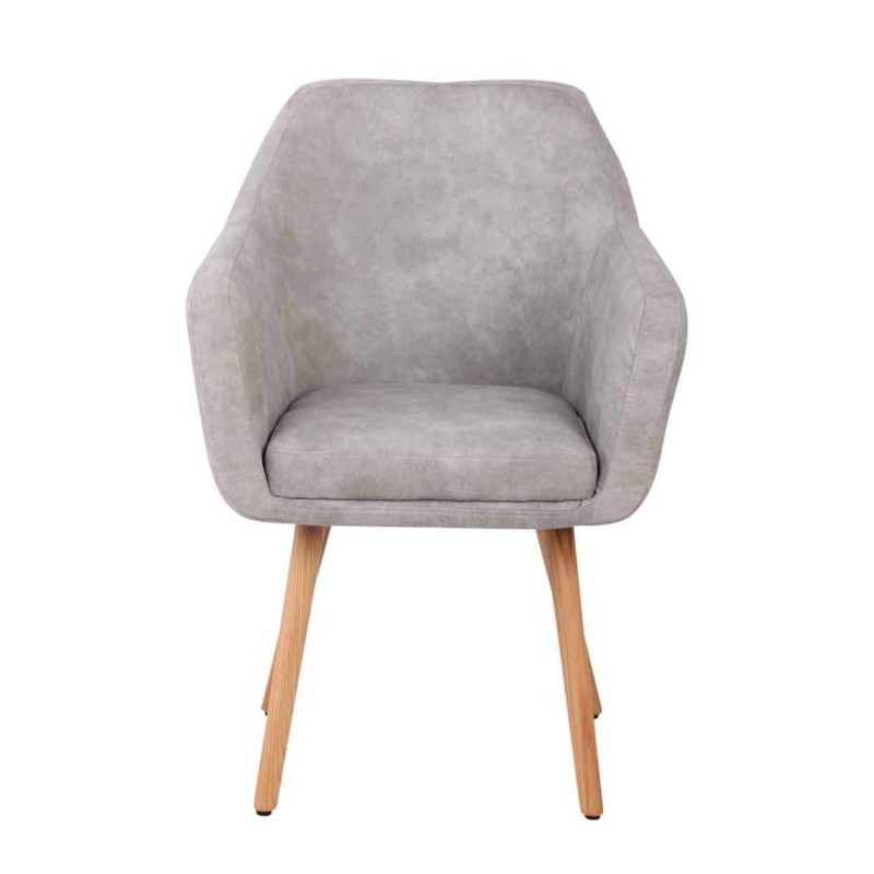 Silla de Confidente ALBERT, Madera Haya y Piel Marrón Camel