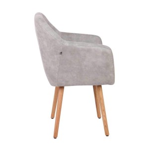 Silla de Confidente ALBERT, Madera Haya y Piel Marrón Camel