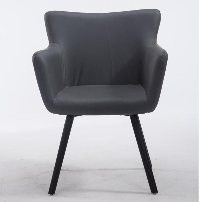 Silla de Confidente NIAGARA, Patas Negras, Piel Blanca