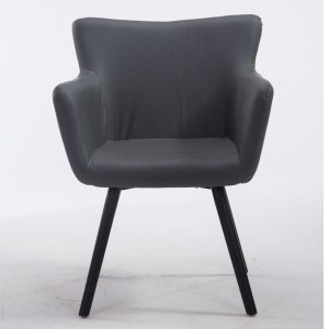 Silla de Confidente NIAGARA, Patas Negras, Piel Blanca